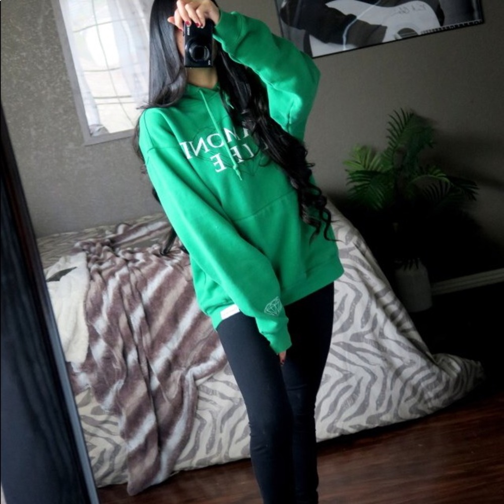 Diamond supply green hoodie sweatshirt pullover